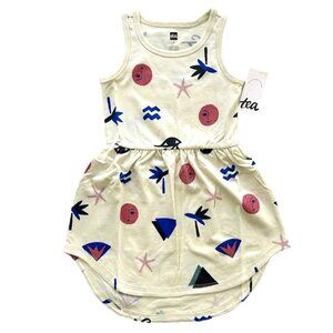 NWT Tea Collection Cream Eye Of Horus Hi-Low Skirted Summer Tank Dress Size 3